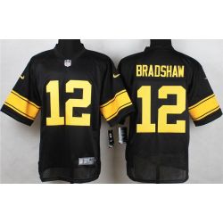 Cheap Terry Bradshaw Steelers Elite Jersey From China #12 Black Yellow Lettering