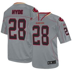 Cheap Carlos Hyde 49ers Lights Out Jersey From China #28 Grey