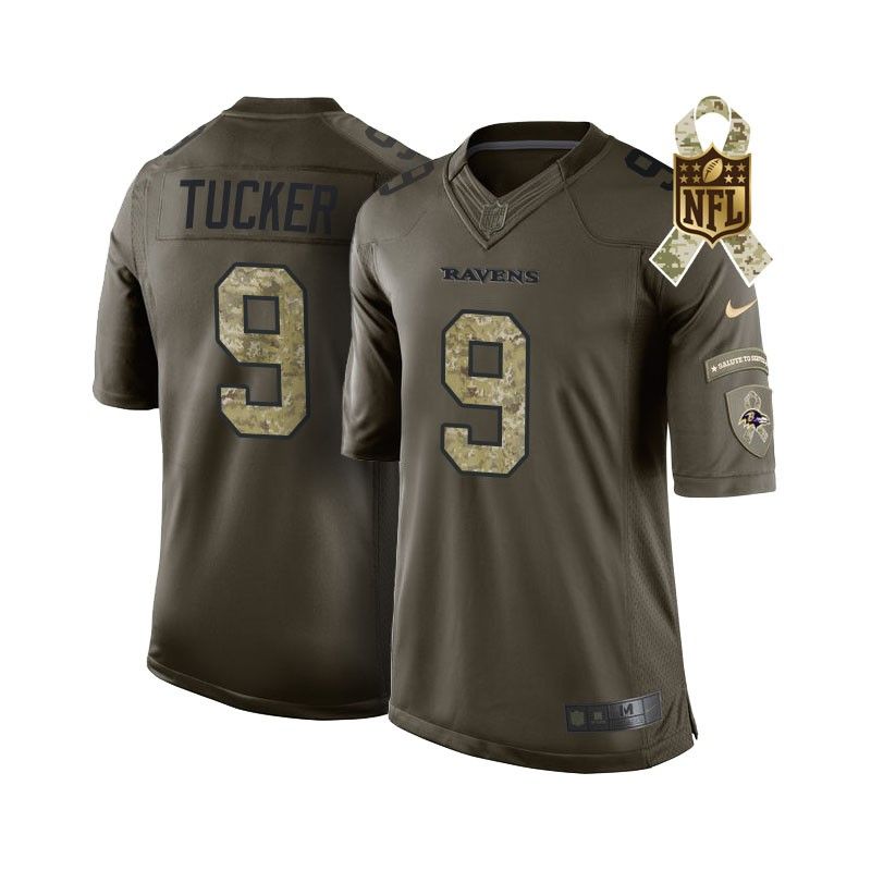 Cheap Justin Tucker Ravens Olive Salute TO Service Jersey From China #9