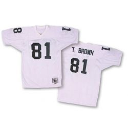 Cheap Tim Brown Raiders Jersey #81 White Silver Number Throwback From China