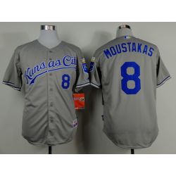 Cheap Mike Moustakas Royals Grey Jersey From China #8 In Men Women Youth Size