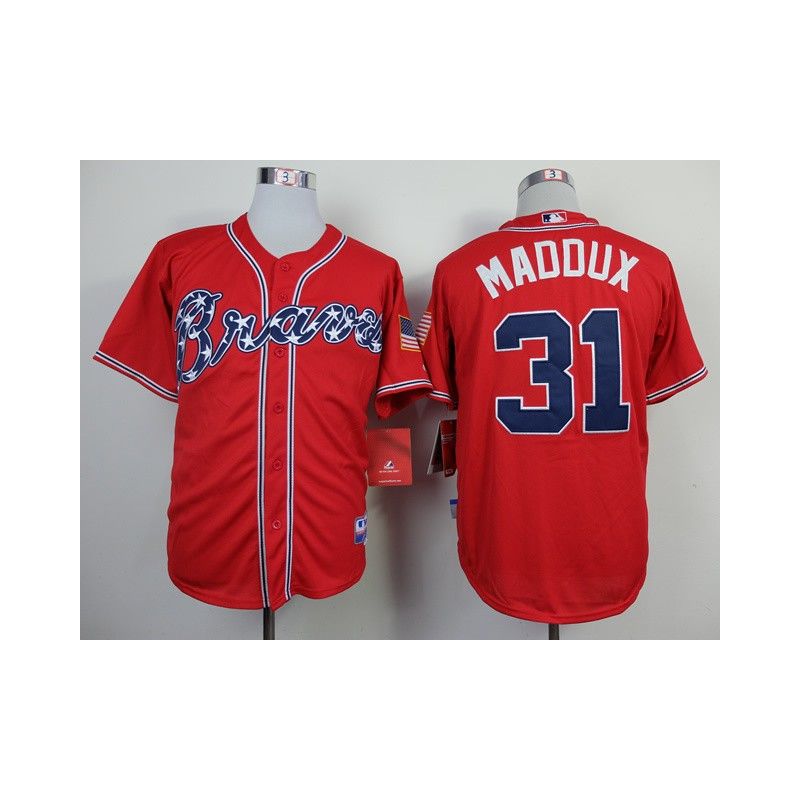 Cheap Greg Maddux Braves Red Hall Of Fame Jersey From China #31 In Men Women Youth Size