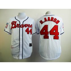 Cheap Hank Aaron Braves White 1963 throwback Jersey From China with hall of fame patch #44 In Men Women Youth Size