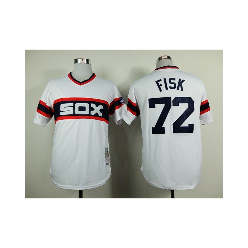 Cheap Carlton Fisk White Sox White 1983 throwback Jersey From China #72 In Men Women Youth Size