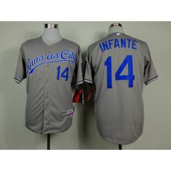 Cheap Omar Infante Royals Grey Jersey From China #14 In Men Women Youth Size