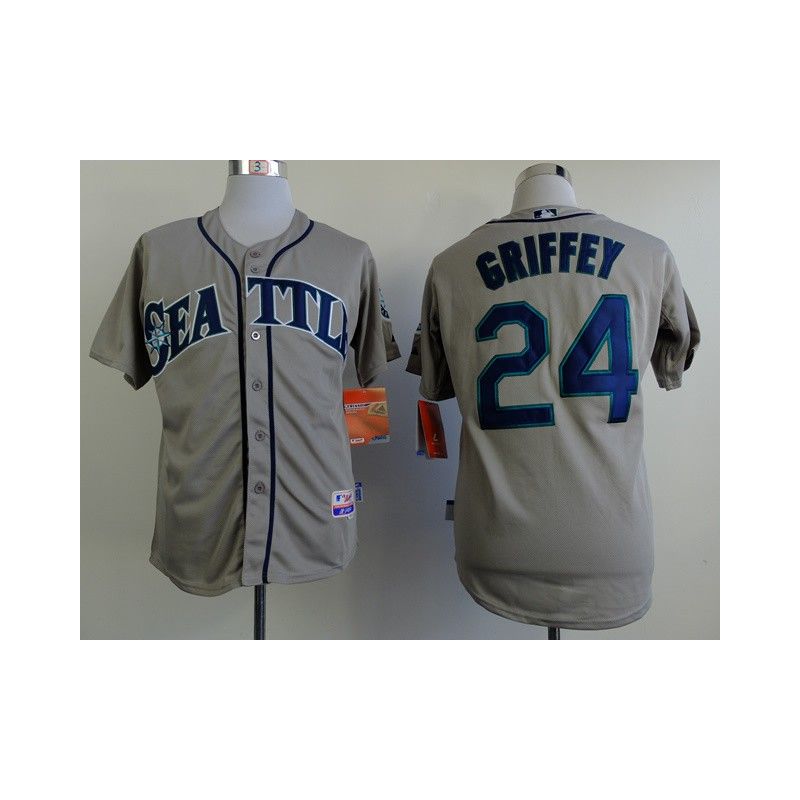 Cheap Ken Griffey Jr Mariners Grey Jersey From China #24 In Men Women Youth Size