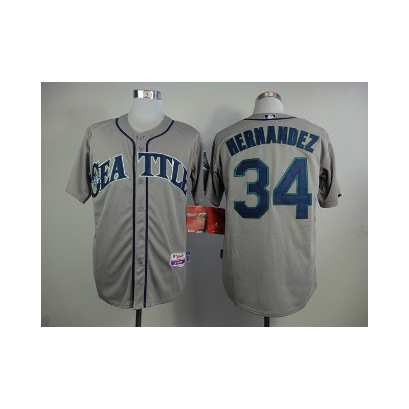 Cheap Felix Hernandez Mariners Grey Jersey From China #34 In Men Women Youth Size