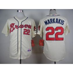 Cheap Nick Markakis Braves Cream Jersey From China #22 In Men Women Youth Size