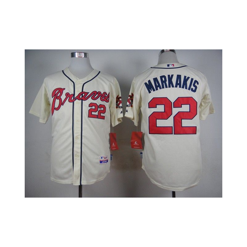 Cheap Nick Markakis Braves Cream Jersey From China #22 In Men Women Youth Size