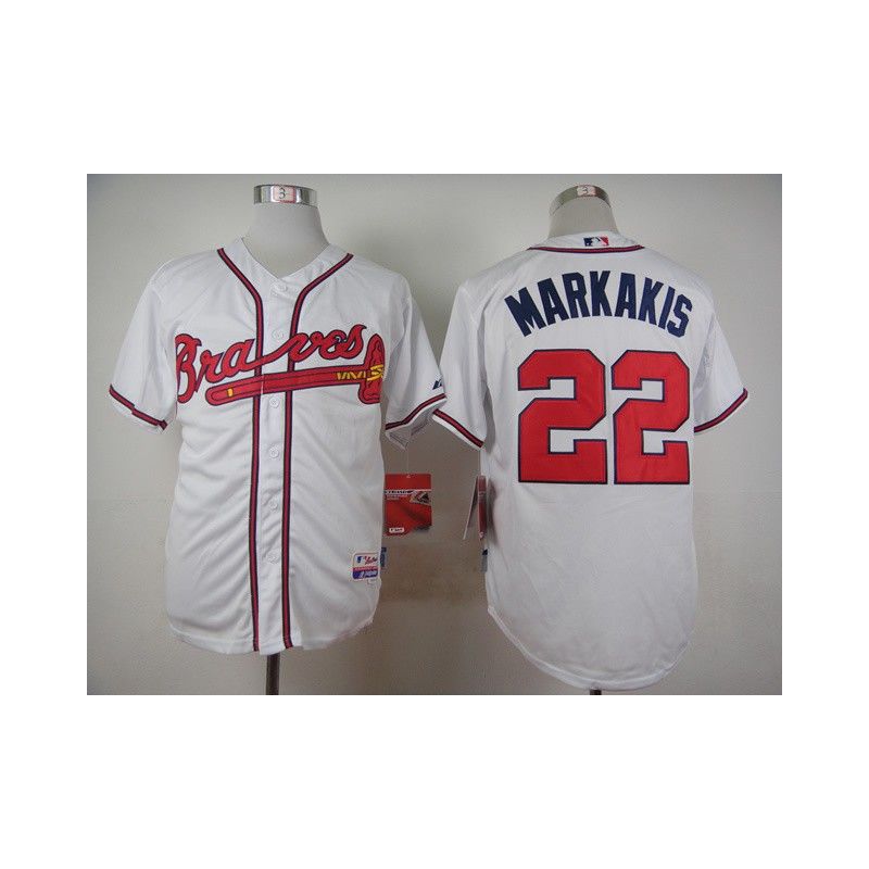 Cheap Nick Markakis Braves White Jersey From China #22 In Men Women Youth Size