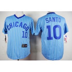 Cheap Ron Santo Cubs Blue White Strips Jersey From China #10 In Men Women Youth Size