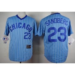 Cheap Ryne Sandberg Cubs Blue White Strips Jersey From China #23 In Men Women Youth Size