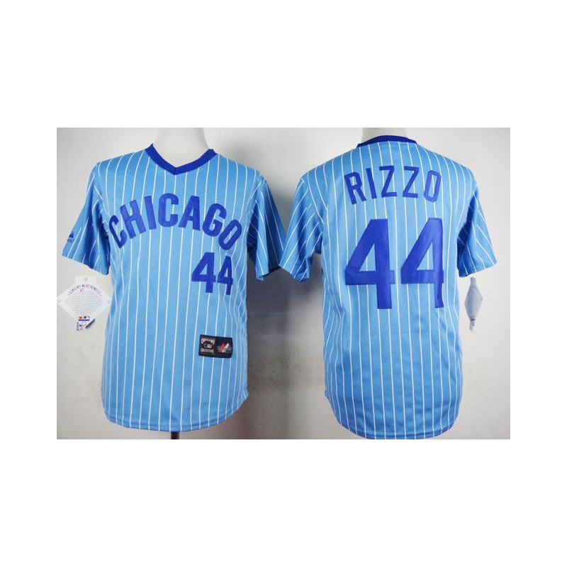 Cheap Anthony Rizzo Cubs Blue White Strips Jersey From China #44 In Men Women Youth Size