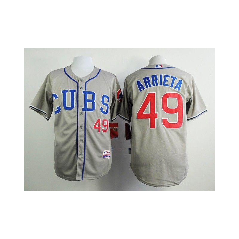 Cheap Jake Arrieta Cubs Grey CUBS Jersey From China #49 In Men Women Youth Size