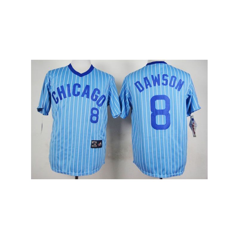 Cheap Andre Dawson Cubs Blue White Strips Jersey From China #8 In Men Women Youth Size