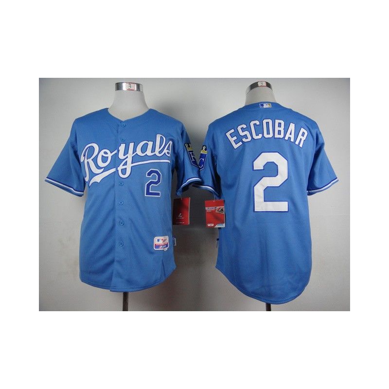 Cheap Alcides Escobar Royals Light Blue Jersey From China #2 In Men Women Youth Size