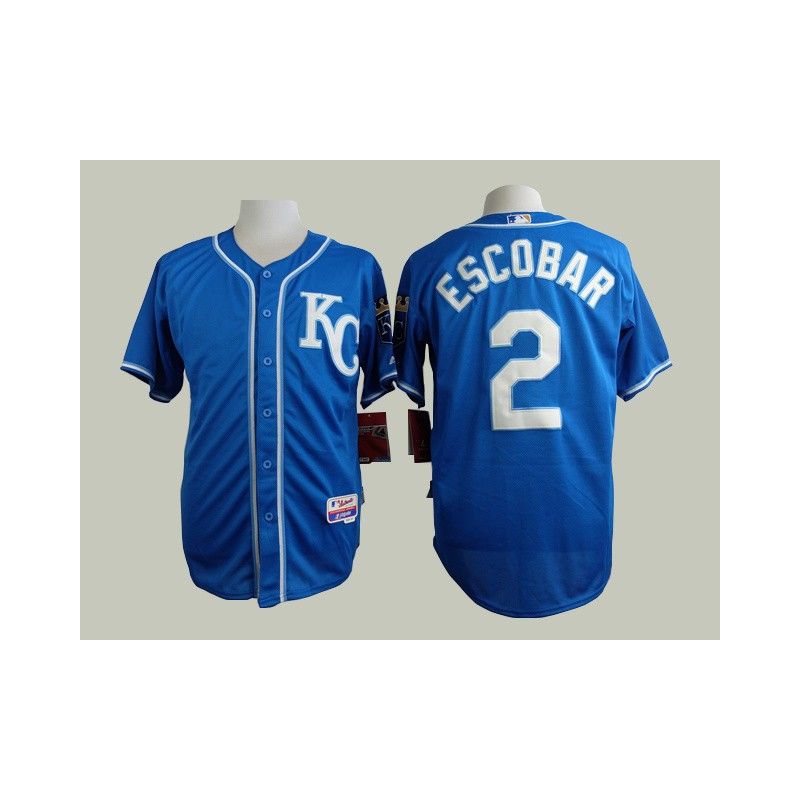 Cheap Alcides Escobar Royals Royal Blue Jersey From China #2 In Men Women Youth Size