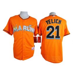 Cheap Christian Yelich Marlins Orange Jersey From China #21 In Men Women Youth Size