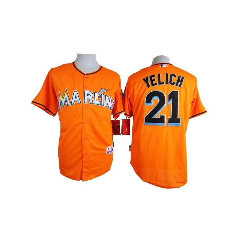 Cheap Christian Yelich Marlins Orange Jersey From China #21 In Men Women Youth Size