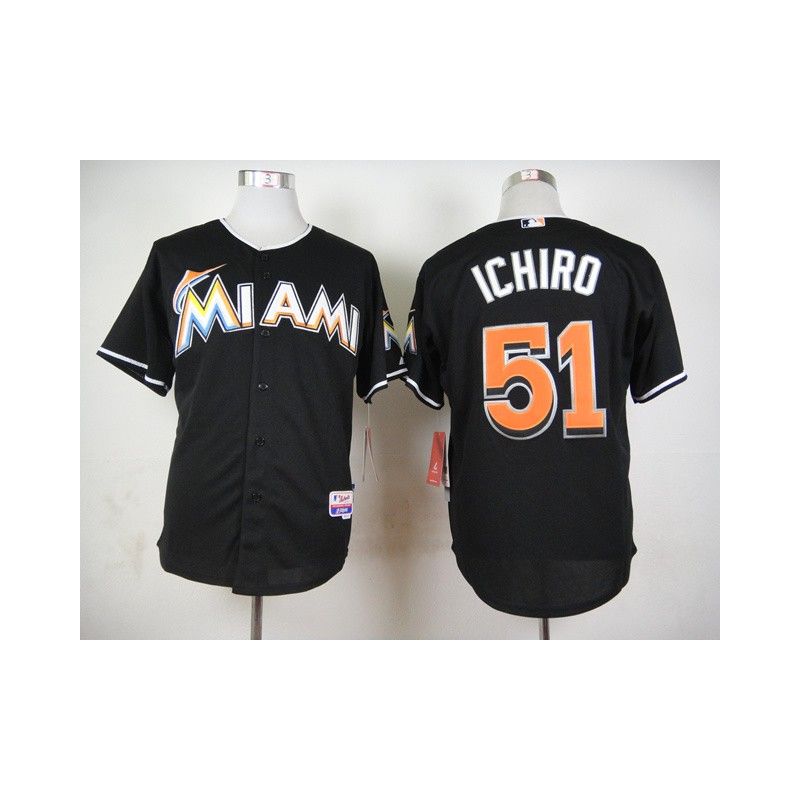 Cheap Ichiro Suzuki Marlins Black Jersey From China #51 In Men Women Youth Size