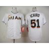 Cheap Ichiro Suzuki Marlins White Jersey From China #51 In Men Women Youth Size