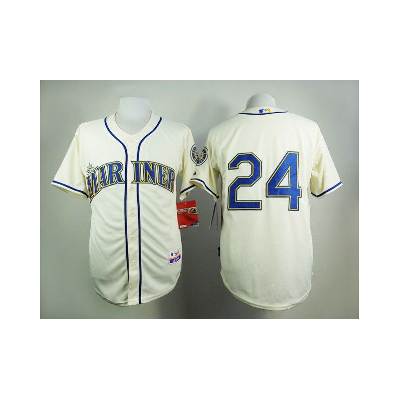 Cheap Ken Griffey Jr Mariners Cream Jersey From China #24 In Men Women Youth Size