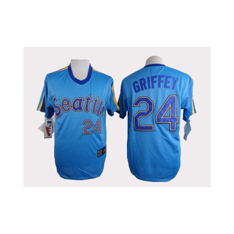 Cheap Ken Griffey Jr Mariners Light Blue Jersey From China #24 In Men Women Youth Size