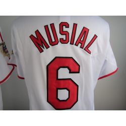 Cheap Stan Musial Cardinals White Jersey From China with 75 anniversary patch #6 In Men Women Youth Size