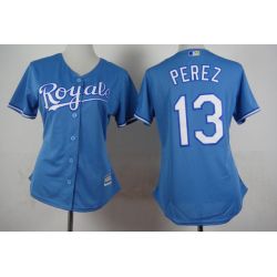 Cheap Salvador Perez Royals Women Jersey From China Light Blue #13