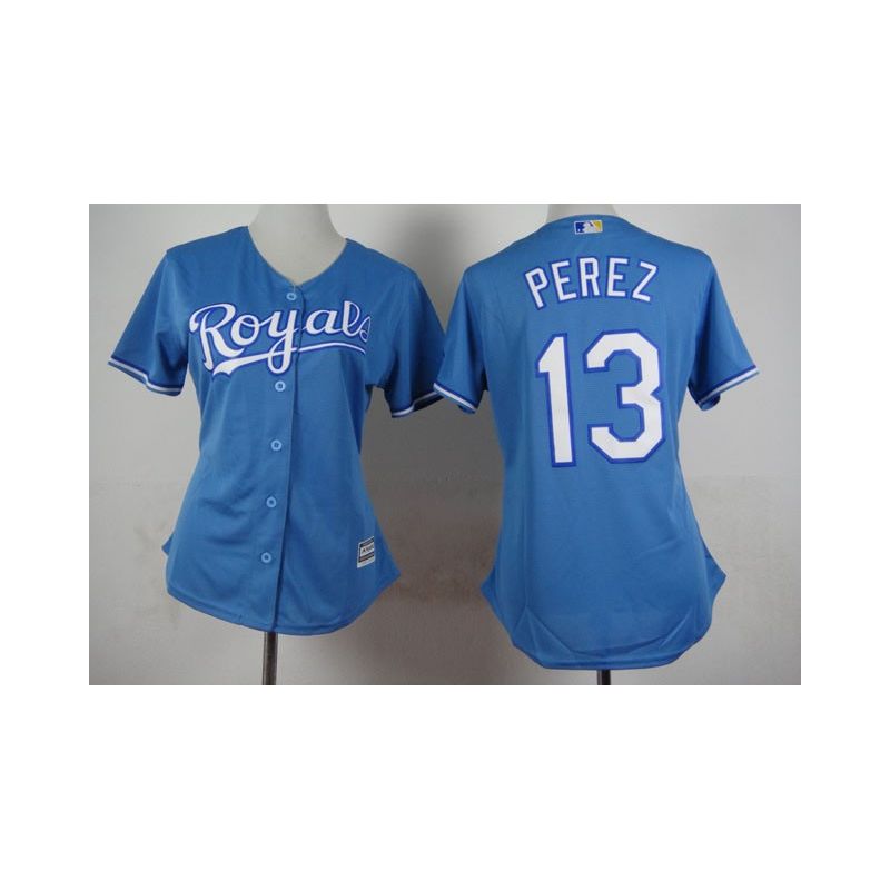 Cheap Salvador Perez Royals Women Jersey From China Light Blue #13