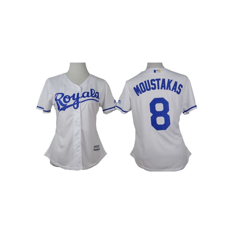 Cheap Mike Moustakas Royals Women Jersey From China White #8