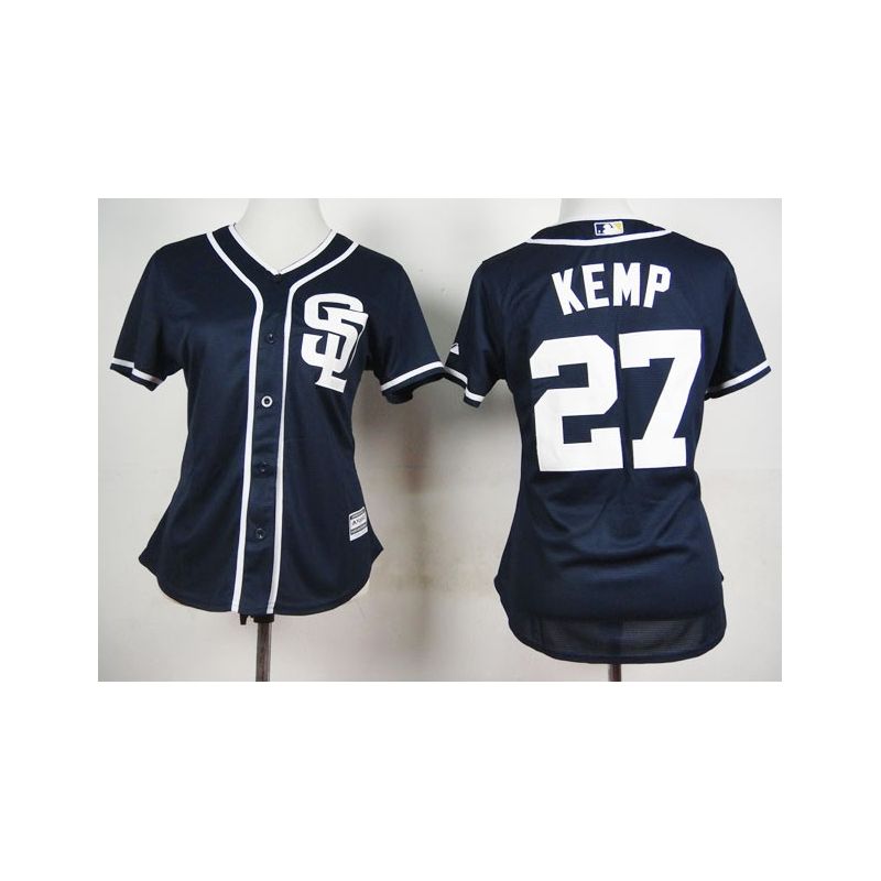 Cheap Matt Kemp Padres Women Jersey From China Blue #27