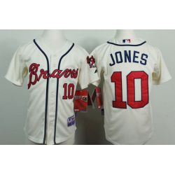 Cheap Chipper Jones Braves Youth Jersey From China Cream #10