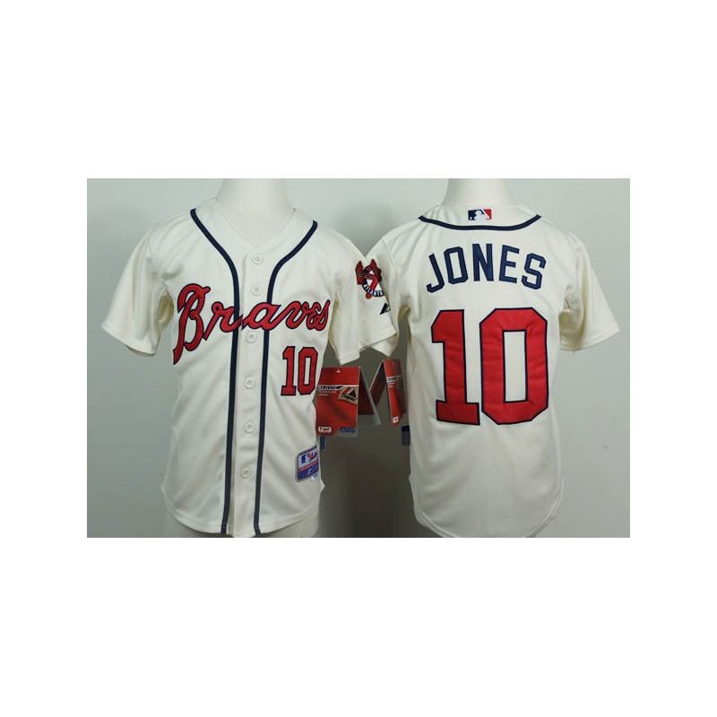 Cheap Chipper Jones Braves Youth Jersey From China Cream #10