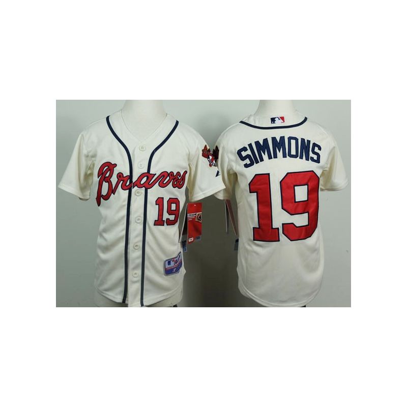 Cheap Andrelton Simmons Braves Youth Jersey From China Cream #19