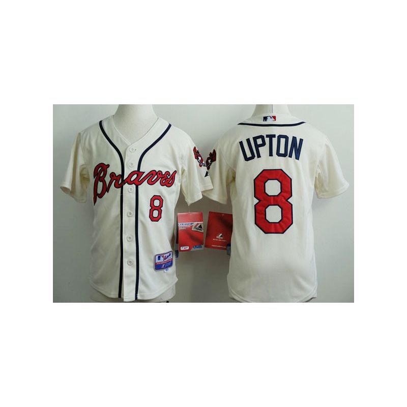 Cheap Justin Upton Braves Youth Jersey From China Cream #8