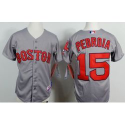 Cheap Dustin Pedroia Red Sox Youth Jersey From China Grey 2014 new #15