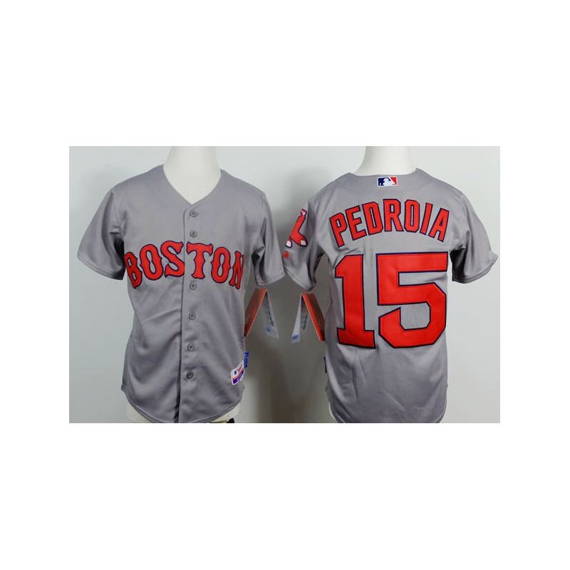 Cheap Dustin Pedroia Red Sox Youth Jersey From China Grey 2014 new #15