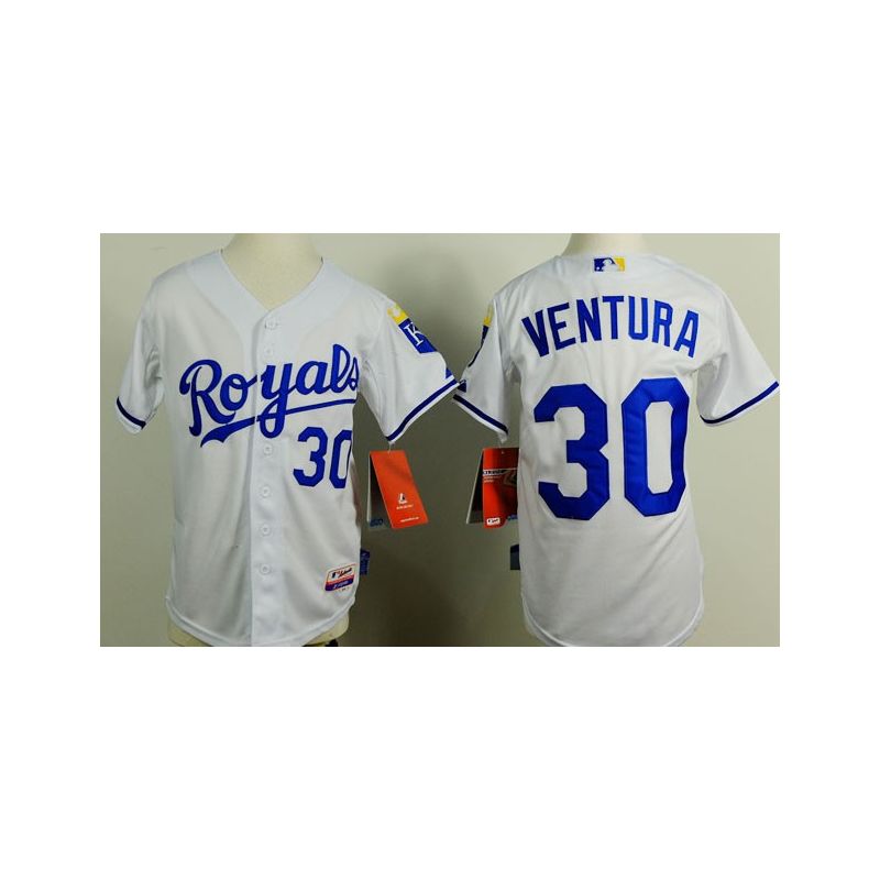 Cheap Yordano Ventura Royals Youth Jersey From China White #30