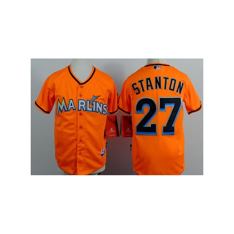 Cheap Giancarlo Stanton Marlins Youth Jersey From China Orange #27