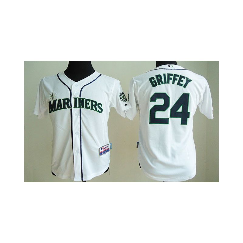 Cheap Ken Griffey Jr Mariners Youth Jersey From China White #24