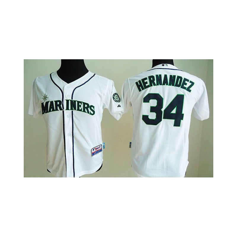 Cheap Felix Hernandez Mariners Youth Jersey From China White #34