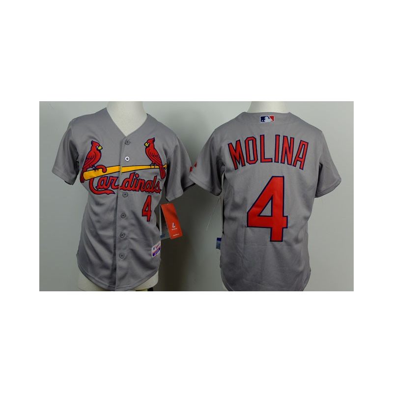 Cheap Yadier Molina Cardinals Youth Jersey From China Grey #4 Cheap Yadier Molina Cardinals Youth Jersey From China Grey #4