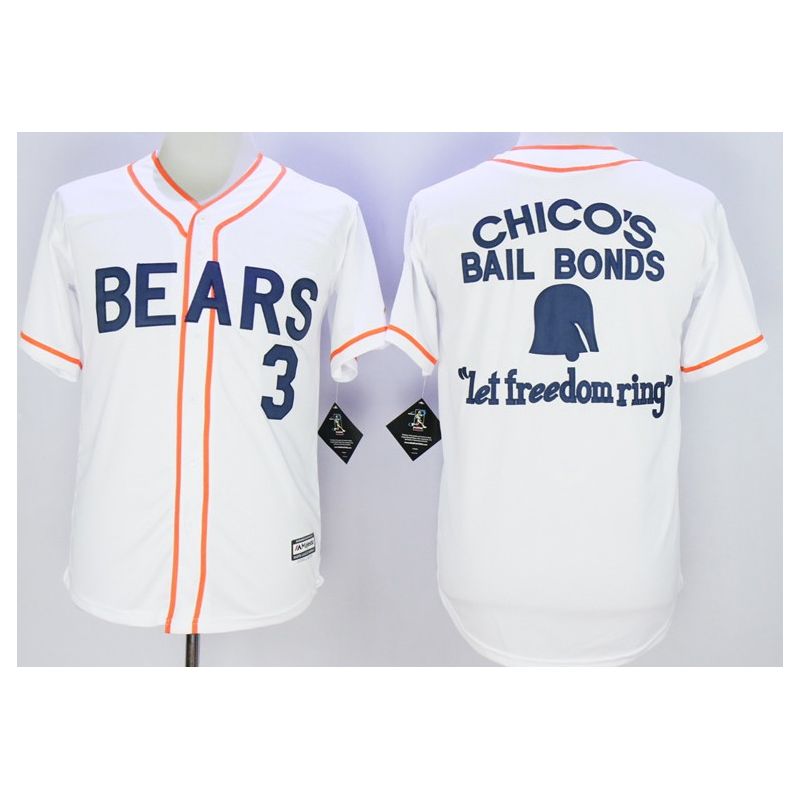 Cheap Chicos Bail Bonds The Bad News Bears Jersey From China White Let freedom ring #3 In Men Women Youth Size