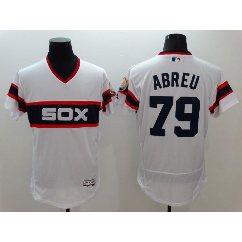 Cheap Jose Abreu White Sox Jersey From China 2016 FlexBase White V-neck #79 In Men Women Youth Size