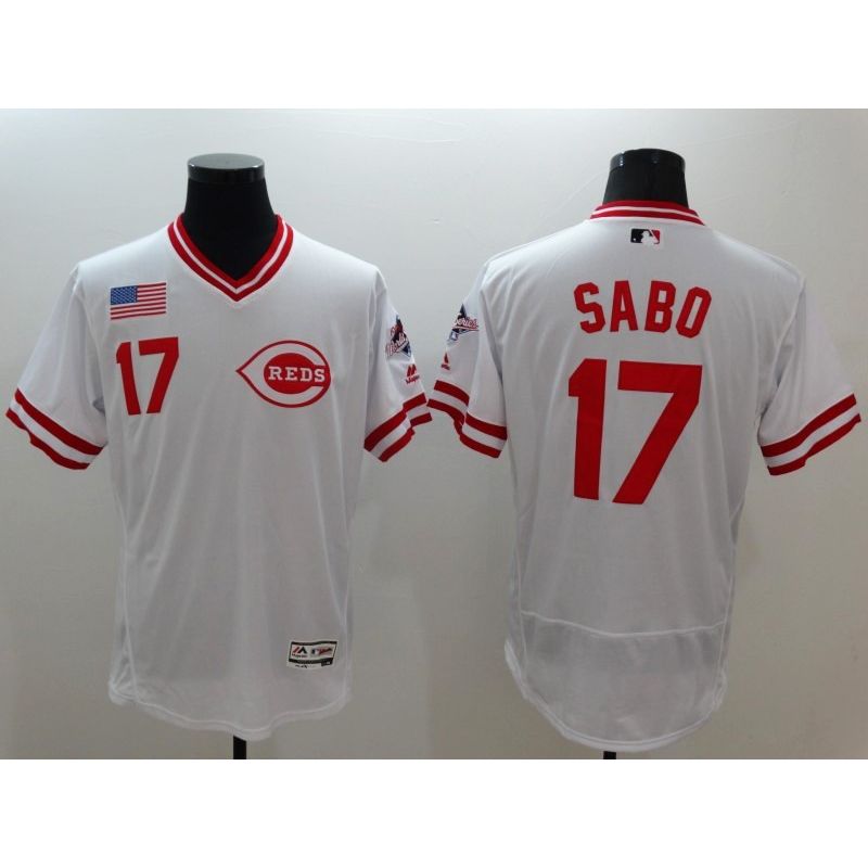 Cheap Chris Sabo Reds Jersey From China 2016 FlexBase White V-neck #17 In Men Women Youth Size Cheap Chris Sabo Reds Jersey From China 2016 FlexBase White V-neck #17 In Men Women Youth Size