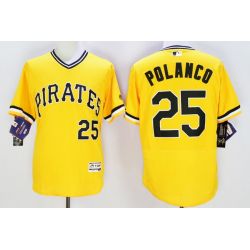 Cheap Gregory Polanco Pirates Jersey From China 2016 FlexBase Yellow #25 In Men Women Youth Size