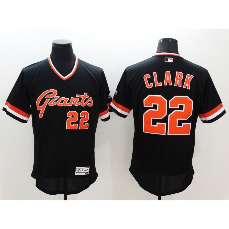 Cheap Will Clark Giants Jersey From China 2016 FlexBase Black V-neck #22 In Men Women Youth Size