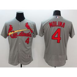 Cheap Yadier Molina Cardinals Jersey From China 2016 FlexBase Grey #4 In Men Women Youth Size