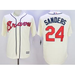 Cheap Deion Sanders Braves Jersey From China Cream #24 In Men Women Youth Size